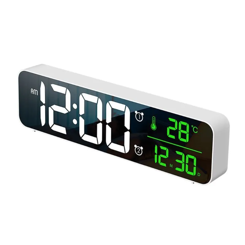 Electronic LED Digital Large Display Morning Alarm Clock Music Brightness USB 220329