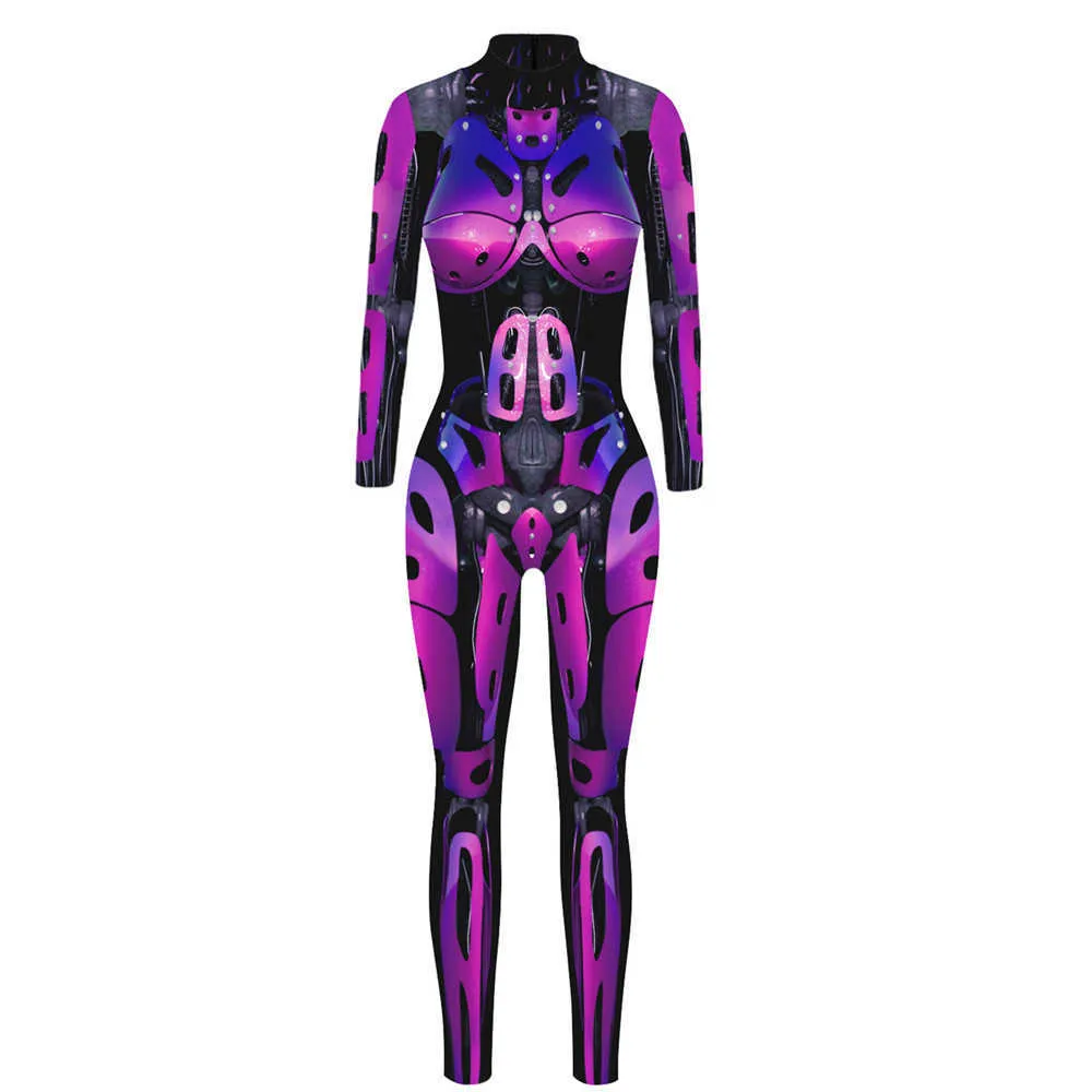 로봇 펑크 Jumpsuit Catsuit 섹시한 여성 코스프레 의상 Zentai Halloween Bodysuit G0925