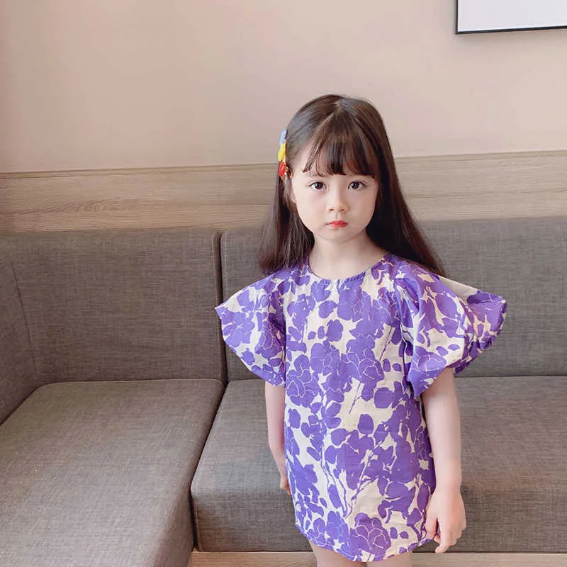 ベアリーダーガールズ花パーティー衣装夏の女の赤ちゃんカジュアルかわいいドレス韓国のパフスリーブ子供1-6歳210708