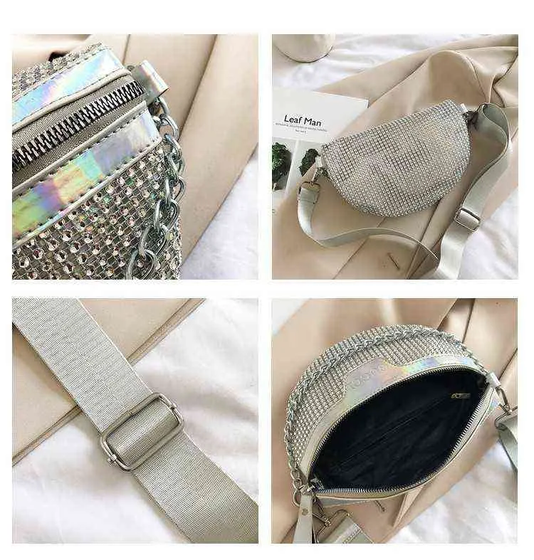 TOTES TOAK TOTE ÇANTA ÇANTI Pırlanta Crossbody Bags Kadınlar için Fanny Bel Sıradan Fermuar Parlak Sandık Telefon Paketi Leydi Omuz Çantaları Küçük Cüzdan Bolsas 1116