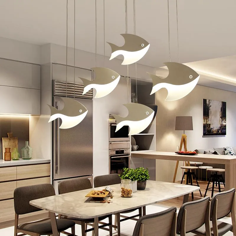 Lampy wiszące LED żyrandol kreatywne światła rybne do jadalni mieszkalne kuchenne sypialnia restauracja iluminacja bar hang302z