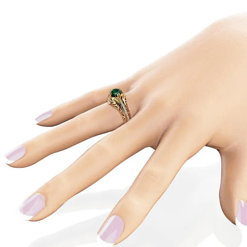 DIWENFU 14K for Women Genuine De Bizuteria Anillos Mujer 14 K Gold Jewelry Natural Emerald Ring Box