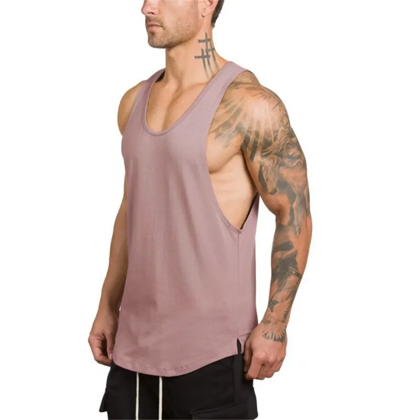 Muscleguys Brand Bodybuilding Kläder Fitness Men Tank Top Workout Vest Gym Stringer Ärmlös Skjorta Sportkläder Undertröja 210421