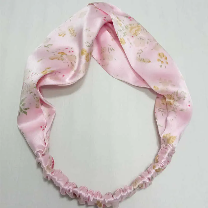 100% Real Mulberry Silk Pałąk Lady Scrunchie Multicolors Włosy Band Hoop Hoop Wrap Turban Make-up Bandage Bandanas X0722