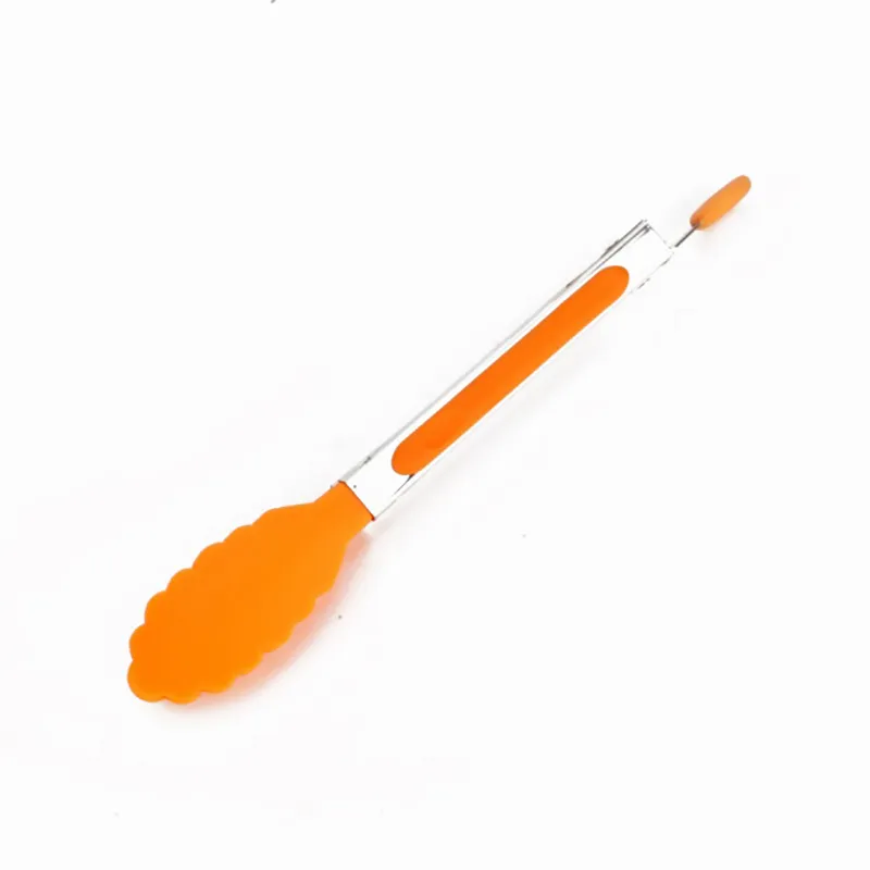 Pane Cibo Pinze Silicone Nylon Antiscivolo Pasticceria Morsetto BBQ Utensile da cucina Servire Acciaio inossidabile 210423