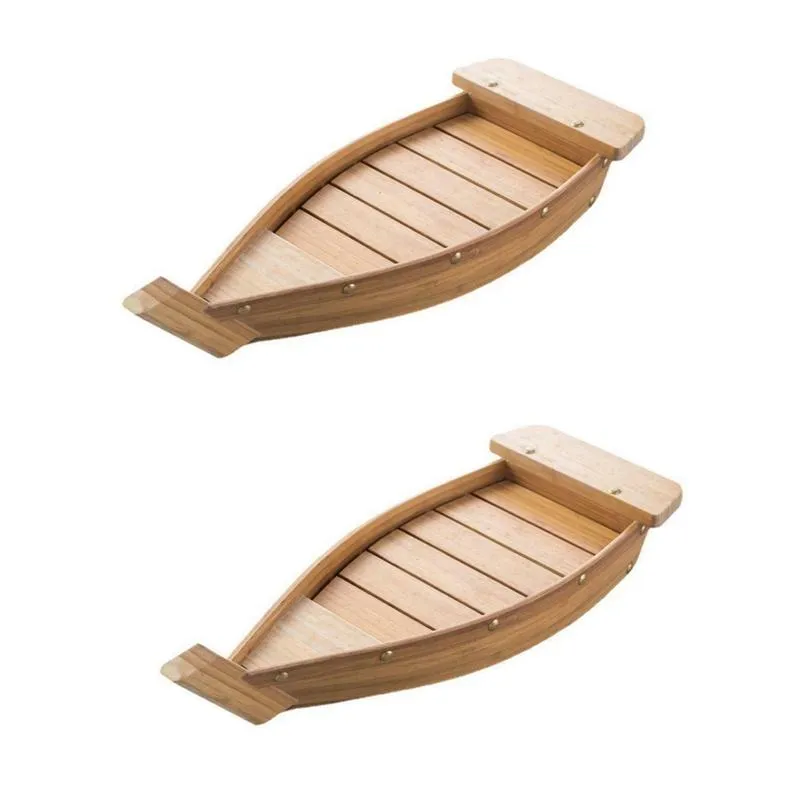 Besteck-Sets 37 x 15 x 3 x 7 cm, japanische Küche, Sushi-Boote, Werkzeuge, Holz, handgefertigt, einfaches Schiff, Sashimi, verschiedene kalte Gerichte, Geschirr, Bar223n