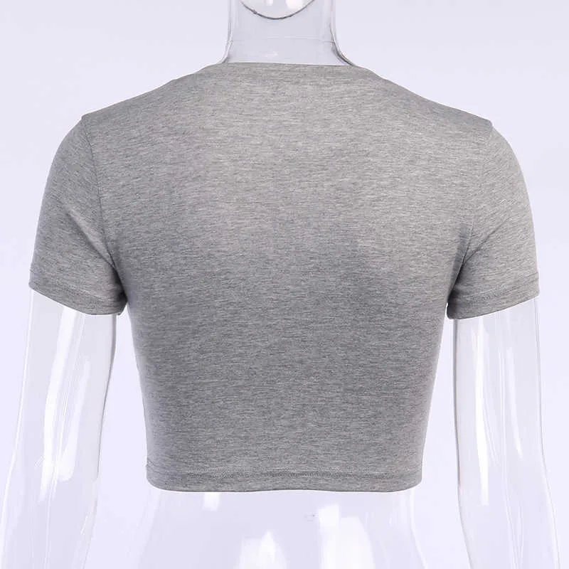 Colysmoの手紙Tシャツの女性のプルオーバーOネック半袖トップス夏のカジュアルTシャツActivewary Grey Streetware 210527