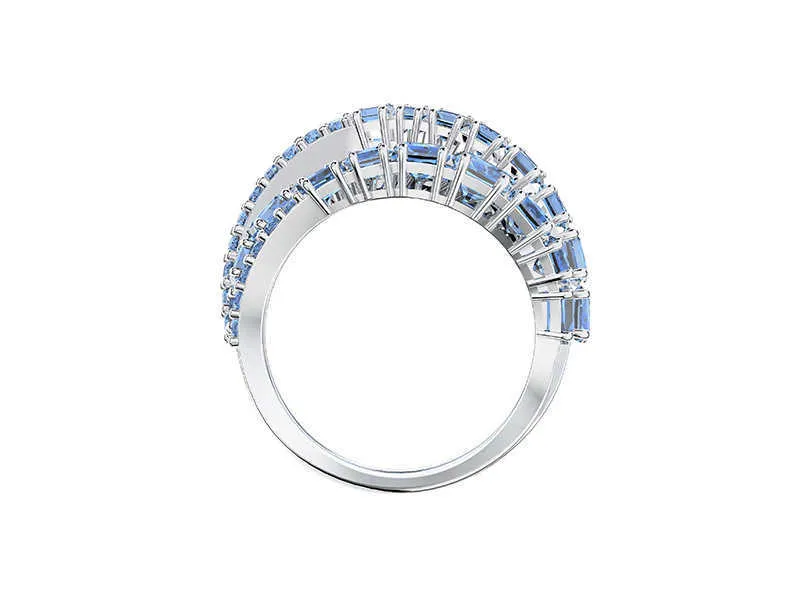 Anillo de cristal de múltiples capas de Rovski, elegantes joyas europeas, diseño de bobinado en espiral, nueva serie 20207920414