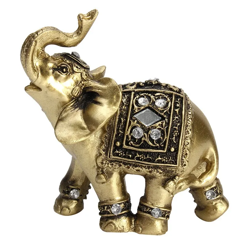 Exquis Feng Shui Élégant Éléphant Statue Chanceux Richesse Figurine Ornements Cadeau pour Bureau À Domicile Décoration De Bureau Artisanat 210414