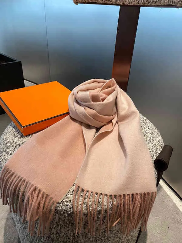 Cashmere long scarf for women autumn and winter network star with thick warm wool braided versatile solid color shoulder