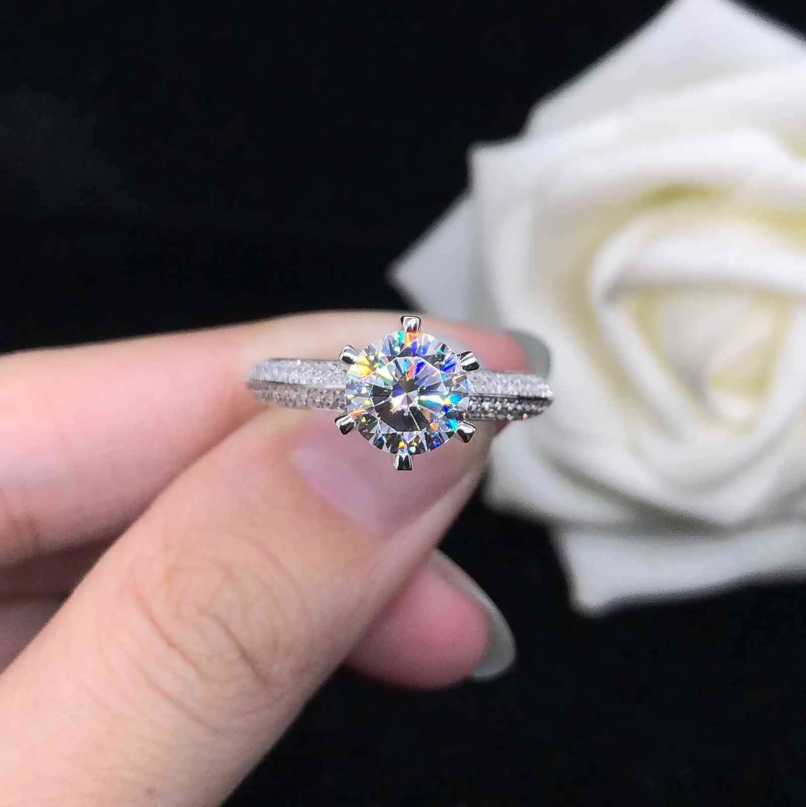 Fantastic 15ct Round Cut Diamond Ring pour femmes Bijoux de mariage solide Platine 950 R1096136807