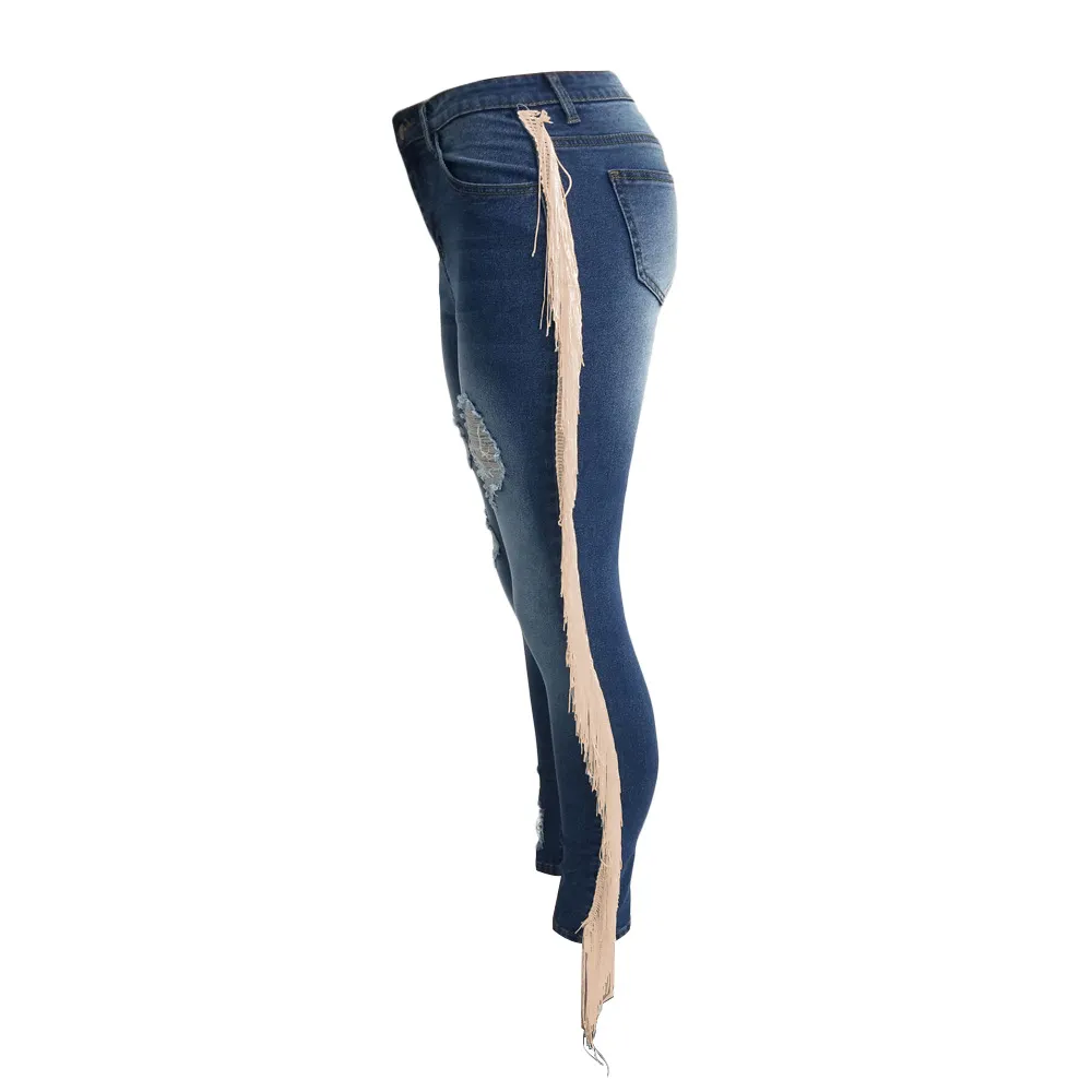 Lässige Damen-Jeans mit Lochquasten, stilvolle Persönlichkeit, Street-Trend-Hose