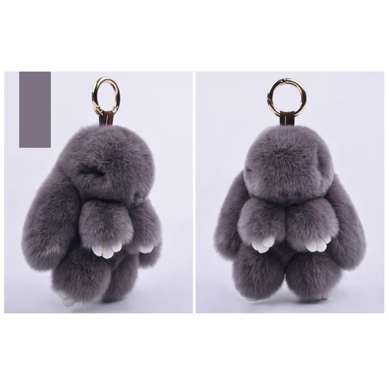 Fur Bunny Pendant Rex Rabbit's Hair Bag Automobile Key Holder Ring Chain Smycken Överstiger Förtjusande Kanin Toy Keychain