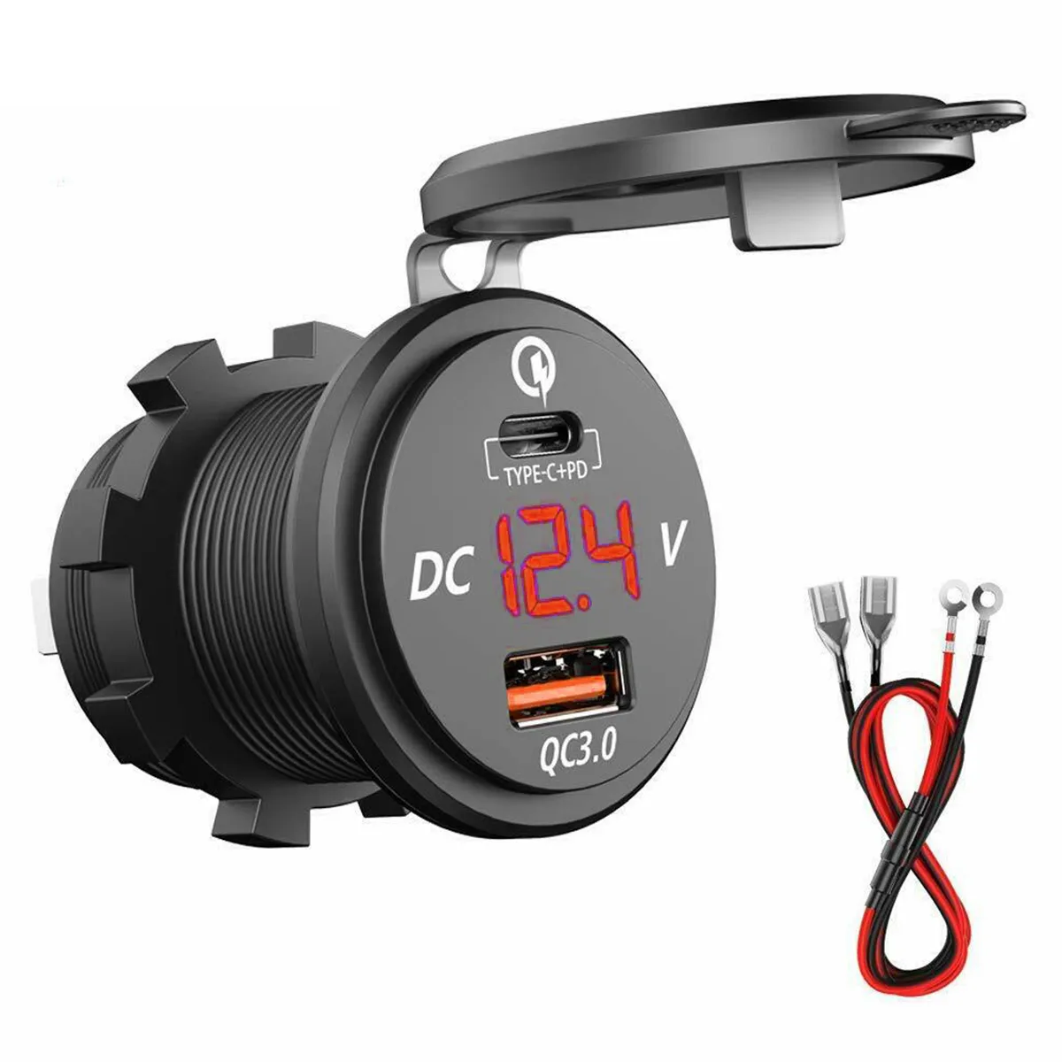 Étanche 12V 24V Type C PD QC 3.0 USB chargeur de voiture LED voltmètre adaptateur secteur pour téléphone intelligent tablette bateau moto nouveau