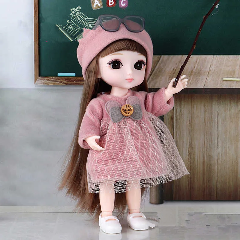 Arrivée 13 poupées mobiles articulées 16 cm 1/12 Bjd poupée habiller avec des vêtements chaussures lunettes poupées jouet pour filles cadeau 210923