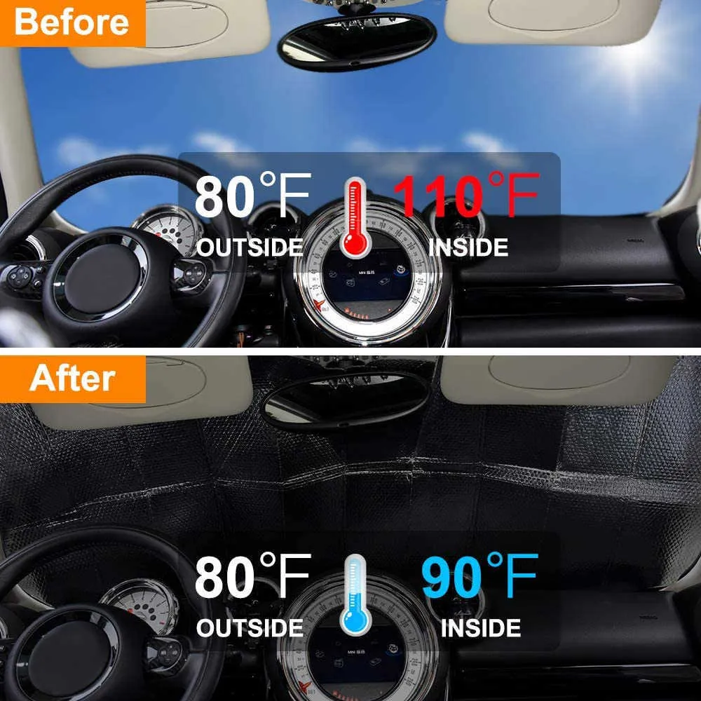 Vehicle Double-layer Windshield Car Foldable Sun Shade Auto Front Window Visor Anti-UV Reflective Curtain Keep Interior Cool