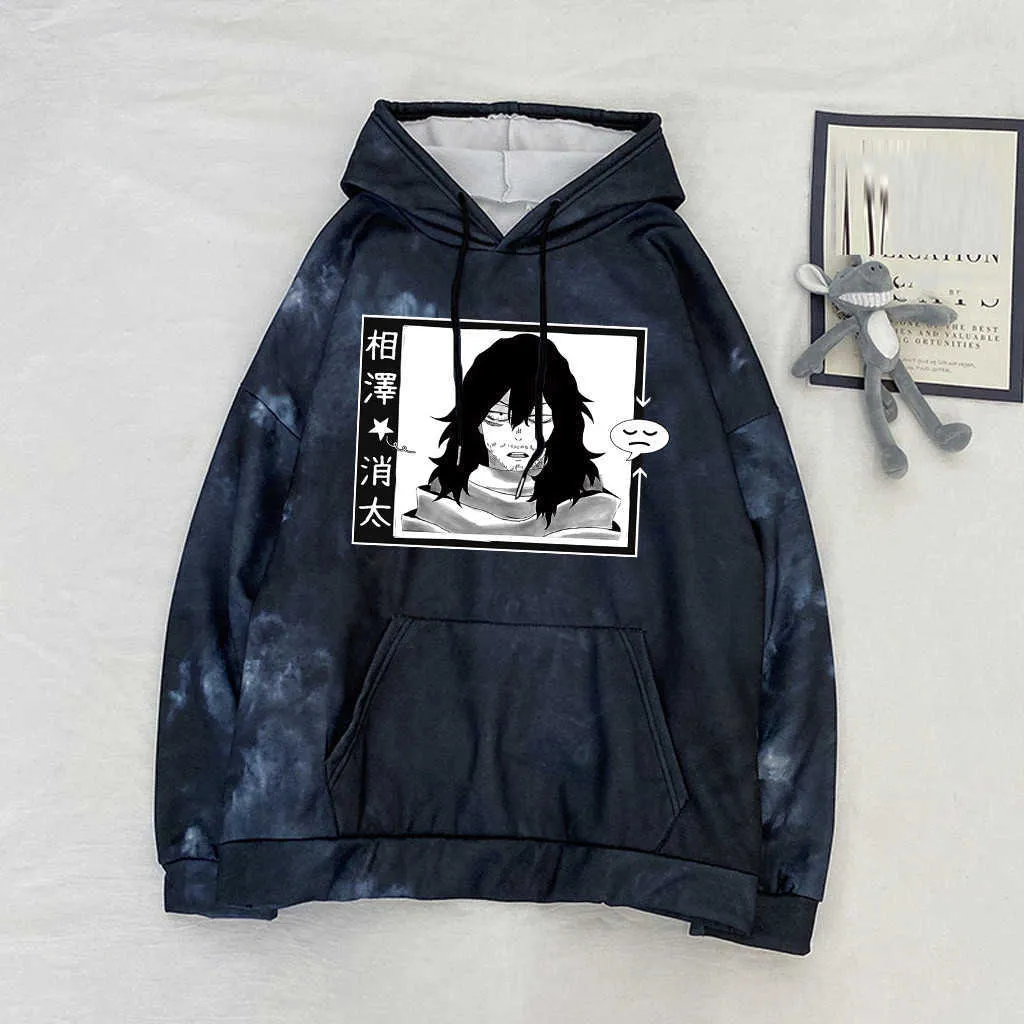 My Hero Academia Shoto Aizawa Felpe con cappuccio da uomo Uomo Divertente Felpa Tie-dye Felpa con cappuccio Pullover Uomo Y0803