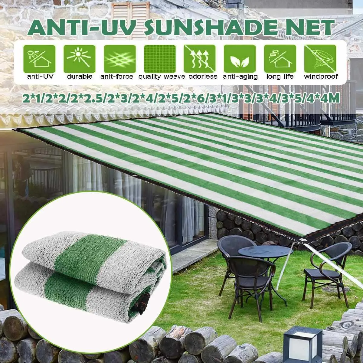 Anti-UV Sun Shelter Sunshade Net Outdoor Camping Garden Sunscreen Sunblock Shade Cloth Net Car Cover 80% Shading Rate Y0706