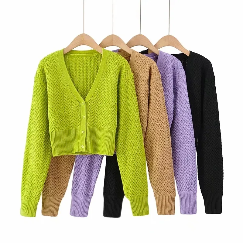 Cárdigans femeninos mujer causal suave suéter negro top otoño invierno tejido púrpura coreano grueso cálido 210427