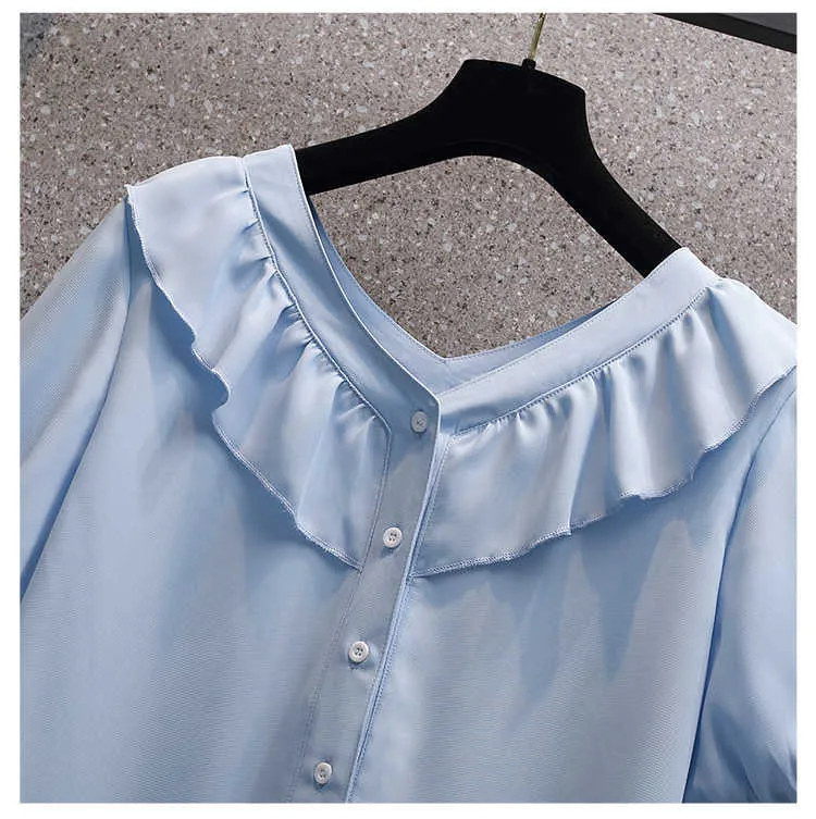 plus size Summer casual natural silk V-neck women blouse cross-neck V collar natural silk short-sleeved blouse shirt L-4XL 210604