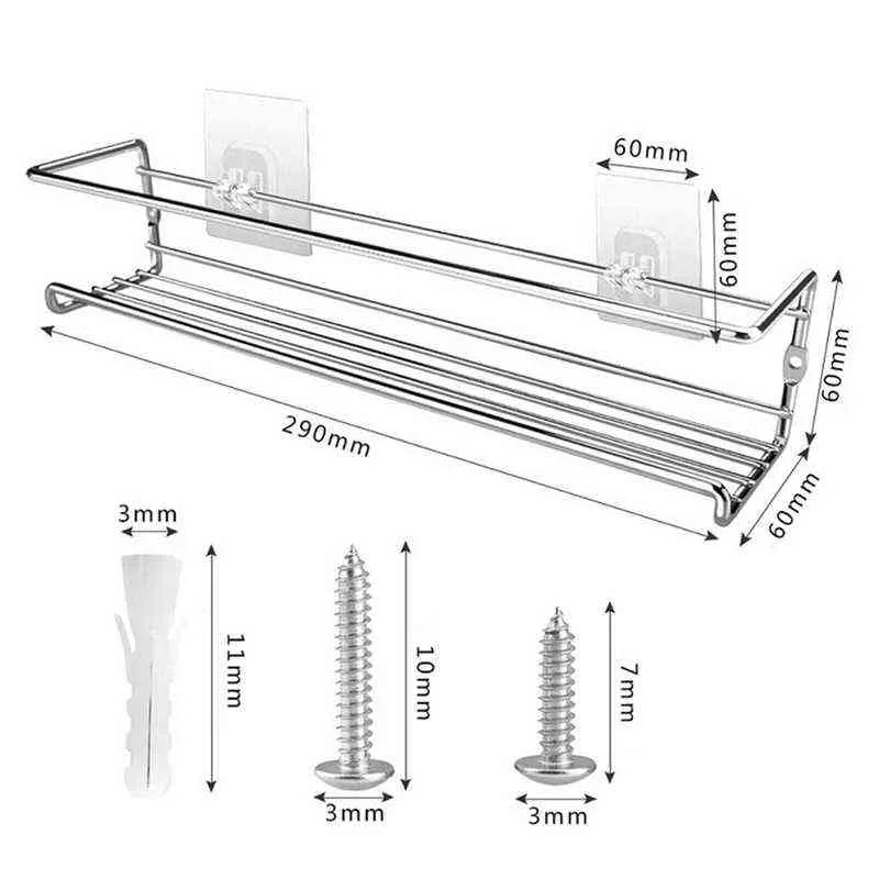 parede de parede-montagem organizador única camada tempero spice armazenamento cremalheira para casa restaurante cozinha banheiro 211112