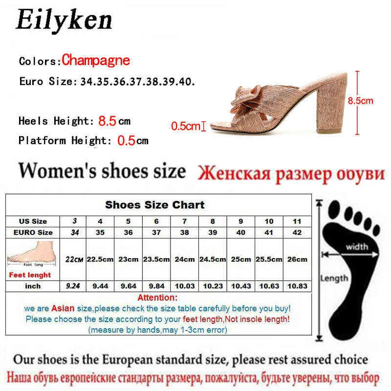 Pantofole Eilyken Summer Women Tacchi alti Ciabatte Donna Peep Toe Stiletto Scarpe dorate Plus Size 35 42220308