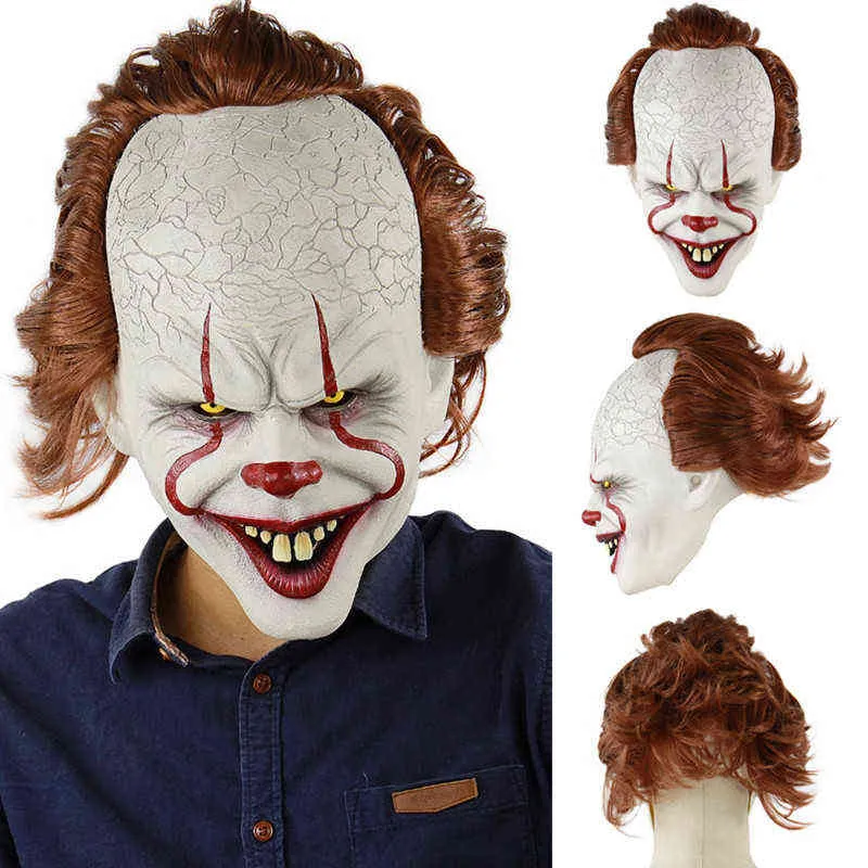 Masque de fête Masque de clown Halloween Horreur Masque Cosplay Horreur Mascara De Latex Realista Maske Costume Accessoires Film Personnages 211216