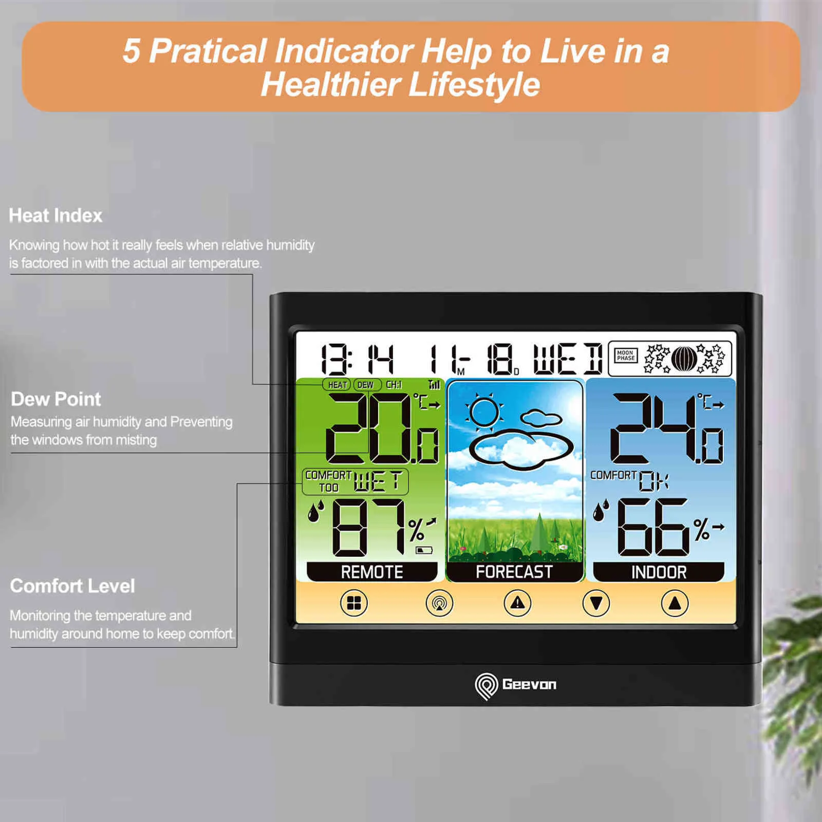 Réveils Station météo Table de montre Date numérique Fonction Snooze avec température et humidité Horloge de bureau avec heure 211112