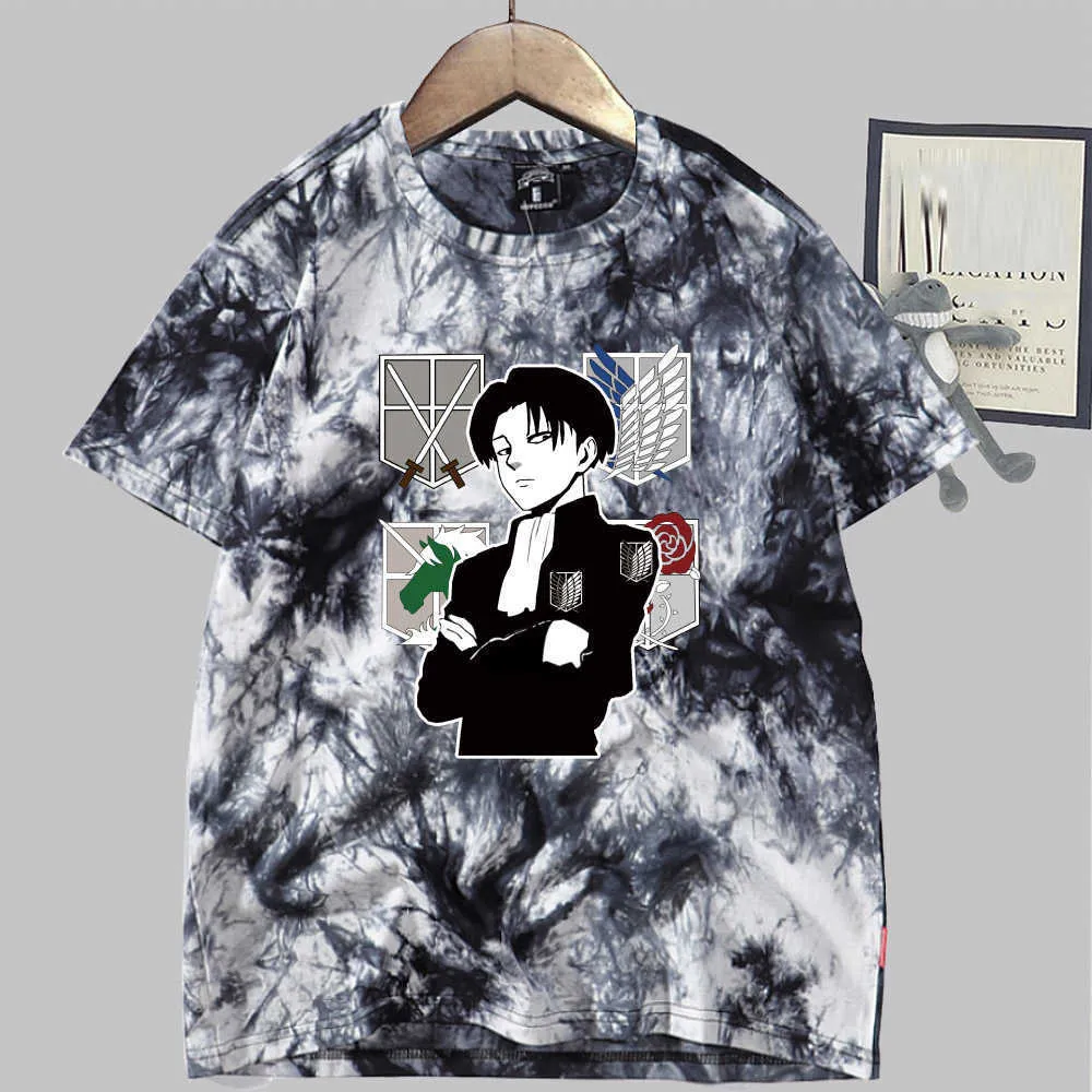 Anime Attack on Titan T-shirt à manches courtes col rond décontracté Tie Dye Uniex Y0809