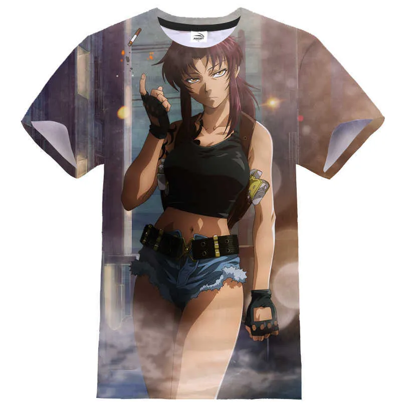 T-shirt Anime Black Lagoon Girl 3D Imprimé Hommes Casual Femmes Colous O-Cou Sleeve Tshirt Harajuku Hip Hop Streetwear T-shirt Tops x0621