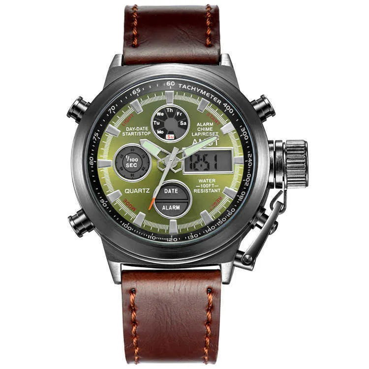 AMST Customized Personalized Leather Minimalist 50 Meters Waterproof Sport Wrist Watch AM30032438
