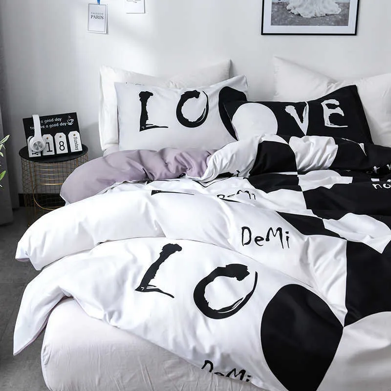 Aggcual Couple Love King-Size-Bettwäsche-Set, luxuriöse Bettdecke, Bettdecke, bedrucktes Bettbezug-Set, Doppelbett, Polyester-Textil, be04 210706