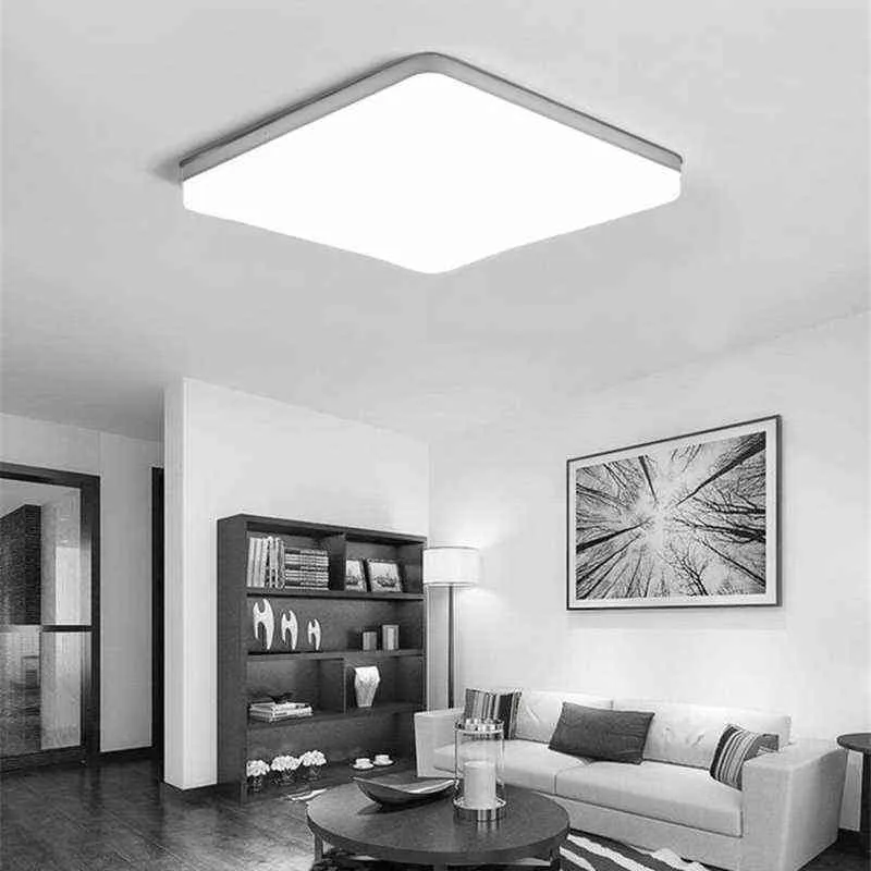 Ultra Thin Led Ceiling Lights Square 48W 36W 24W 18W Surface Mount Round Panel Lamp Fixture Home Living Room Bedroom Lighting W220307