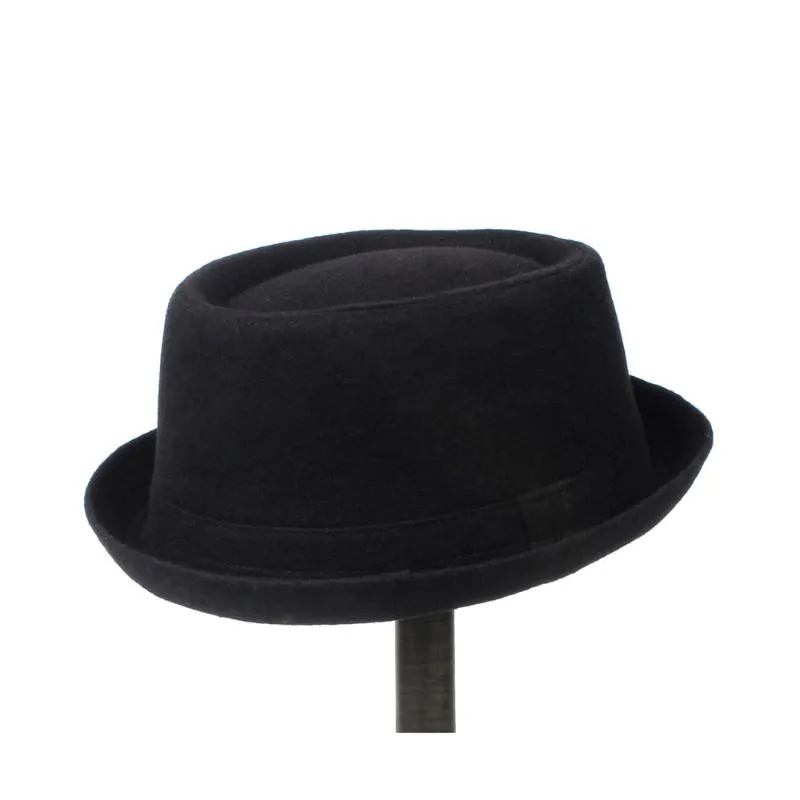 Детская шляпа-котелок на плоской подошве для мальчиков и девочек, черная шляпа-федора из 100% шерсти для мальчиков и девочек, шляпы с широкими полями в стиле джаз311j