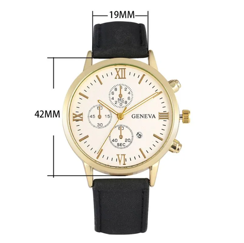 Decorazione falso cronografo quadrante orologio da uomo al quarzo elegante casual orologi da polso in pelle da uomo con data automatica orologio da polso maschile261F