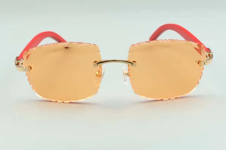 2021 ontwerpers zonnebril 3524023 gesneden lens natuurlijke rode houten brilveren brilmaat 58-18-135mm2569