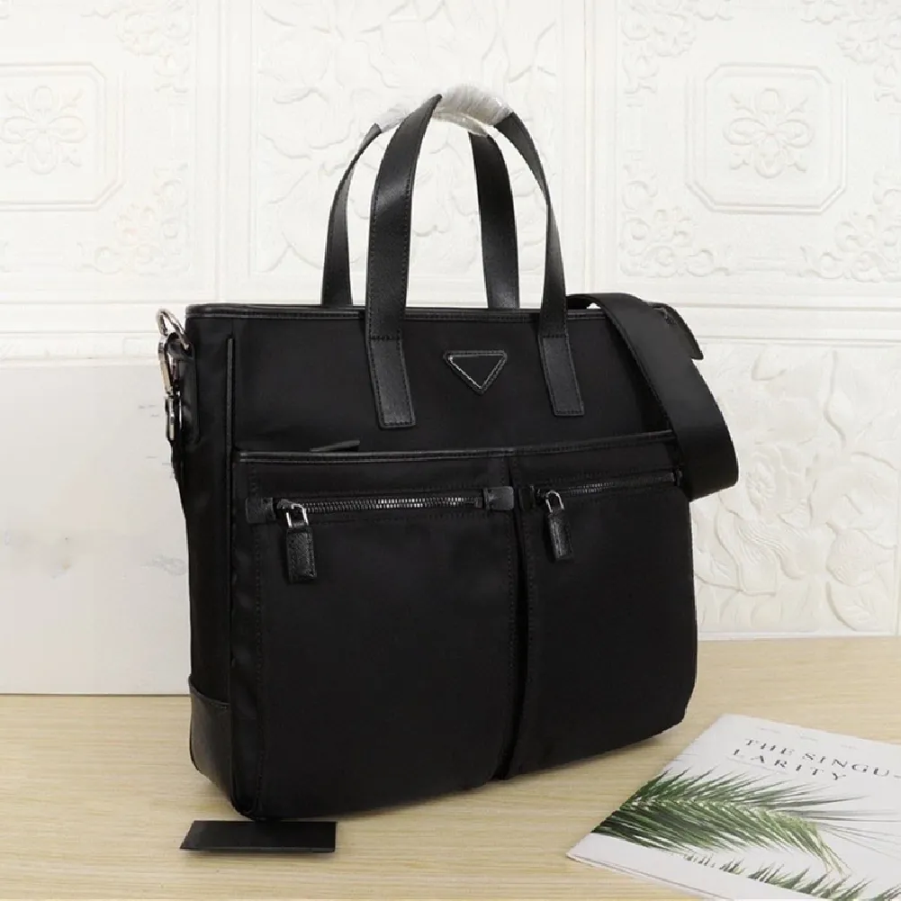 Herr Black Waterproof Nylon Designer Portfölj högkvalitativ bärbar bärbar väska stor kapacitet Retro Fashion Office Handbag246p