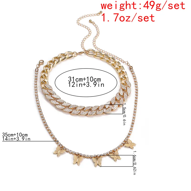 Colar de pingente de borboleta luxuosa colares de gargantilha mulheres geladas cubanas link cadeias moda moda bling cristal strass em jóias de hip hop 2747