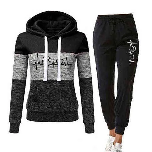 Trainingsanzug Für Frauen Casual Trainingsanzug Frauen Zwei Stück Set Anzug Weibliche Hoodies und Hosen Outfits frauen Kleidung Herbst 211126