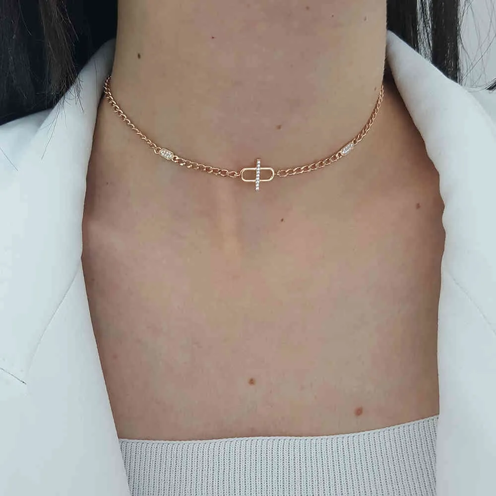 Fashion Waterway Chain Choker Collana in argento 925 con baguette donna Gioielleria turca di lusso super trendy