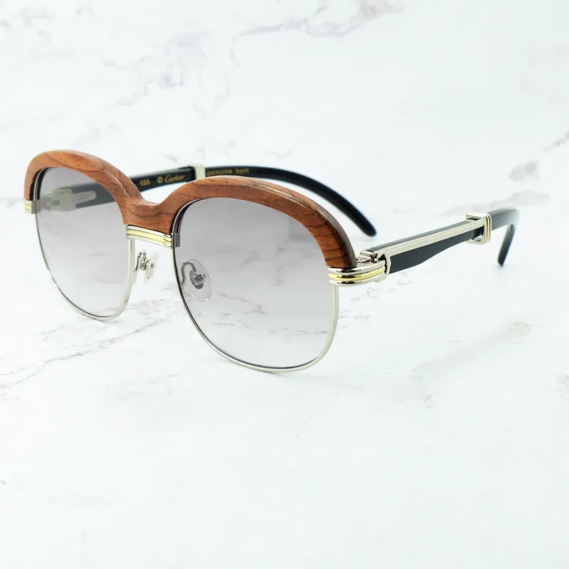 Occhiali da sole in legno Occhiali da sole eleganti in corno di bufalo naturale da uomo Carter vintage Tonalità di design di lusso Prodotto di tendenza Eyewear261U