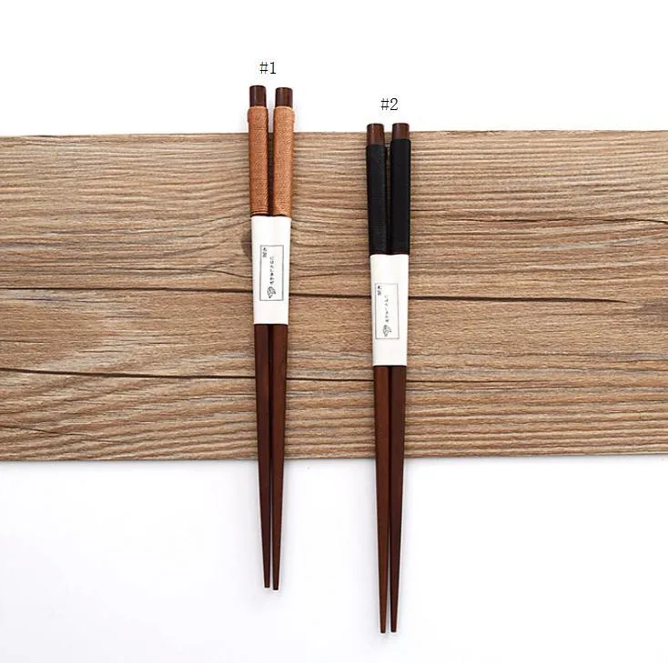 22.5cm Wood Chopsticks Cassia Siamea Wrapped Yarn Japanese Style Kitchen Dining Tableware Eco-friendly Wholesale