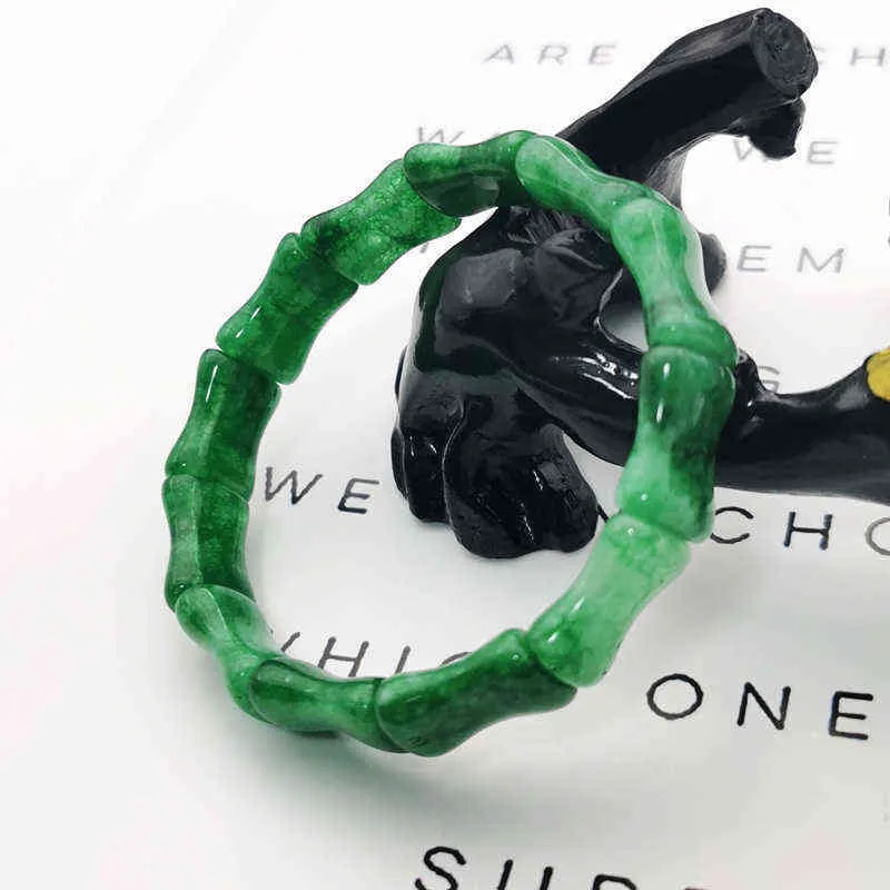 Etnische charme jaders armbanden handgemaakte bamboe natuurlijke groene jade smaragdbanden mannen vrouwen sieraden kerstbcxu326w9249029