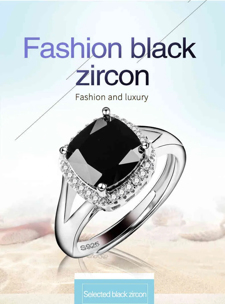 zircone Black diamond s 925 sterling silverregali le donne gioielli di lusso 2020anello di fidanzamento