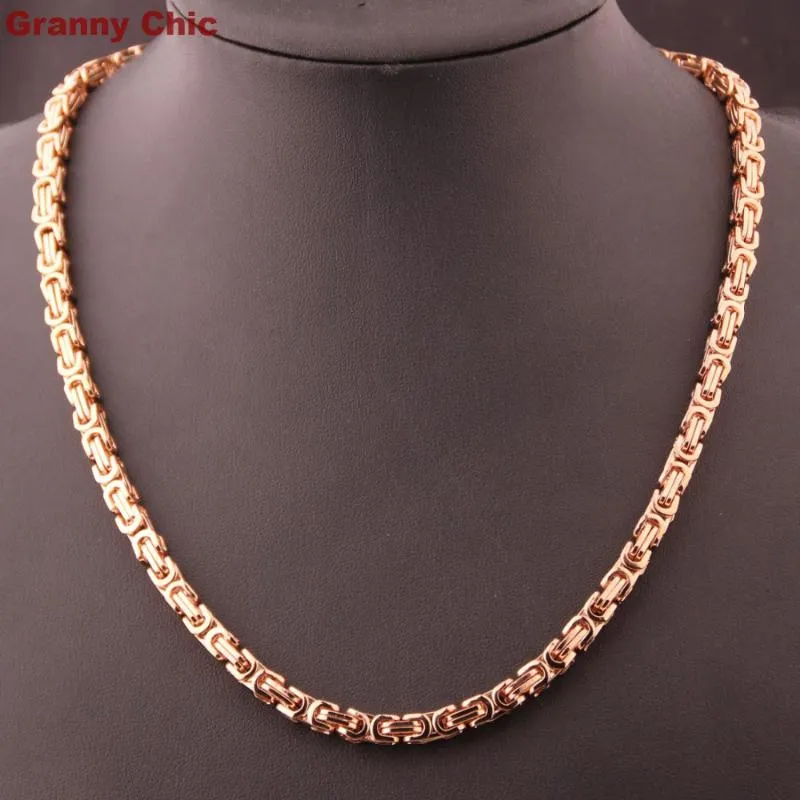 Granny Chic clássico masculino vendendo ouro rosa aço inoxidável 6 mm Chain de colar bizantino 7-40in Chains2623