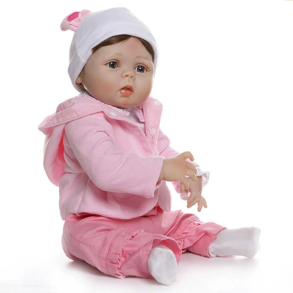 56cm herboren peuter meisje pop full body soft siliconen 0-3m echte baby size bebe pop reborn bad speelgoed anatomisch correct Q0910