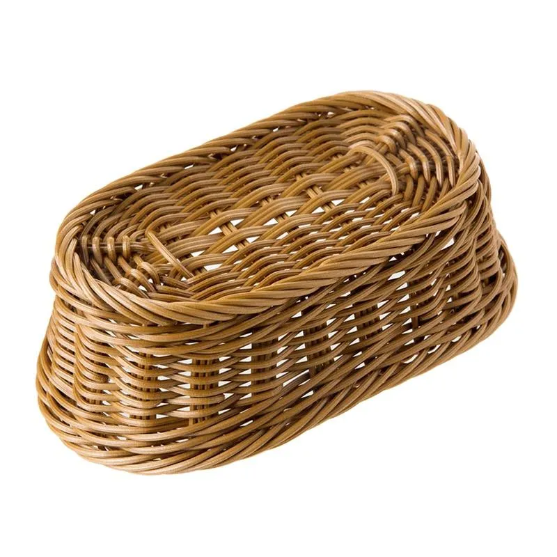 Paniers de rangement ovale en osier tissé panier pain panier de service 11 pouces pour la nourriture fruits cosmétiques dessus de table et Bathr267z