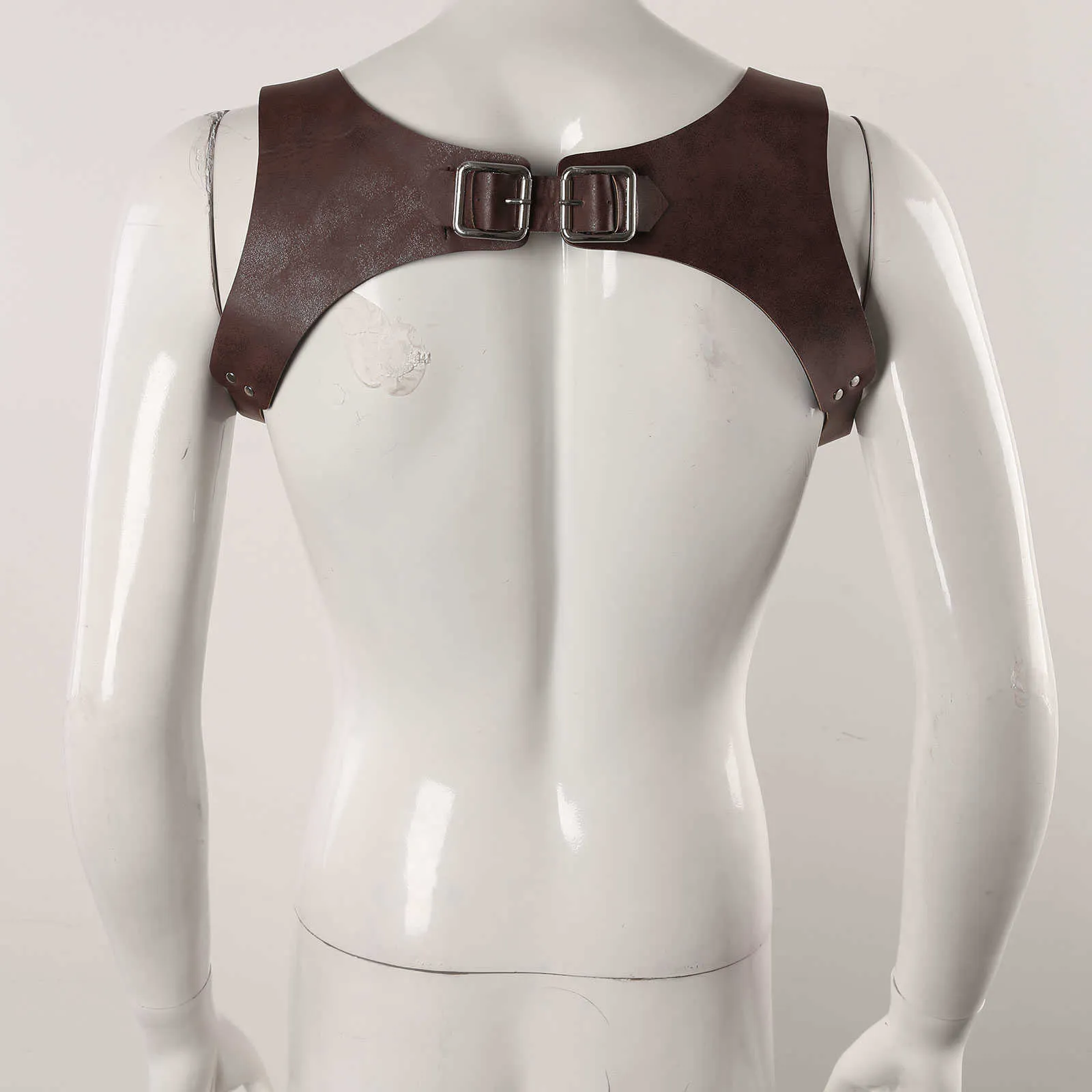 Vintage lederen jarretel mannen middeleeuwse renaissance body borst harnas verstelbare borst schouderriem homo man sexy cosplay h6697323
