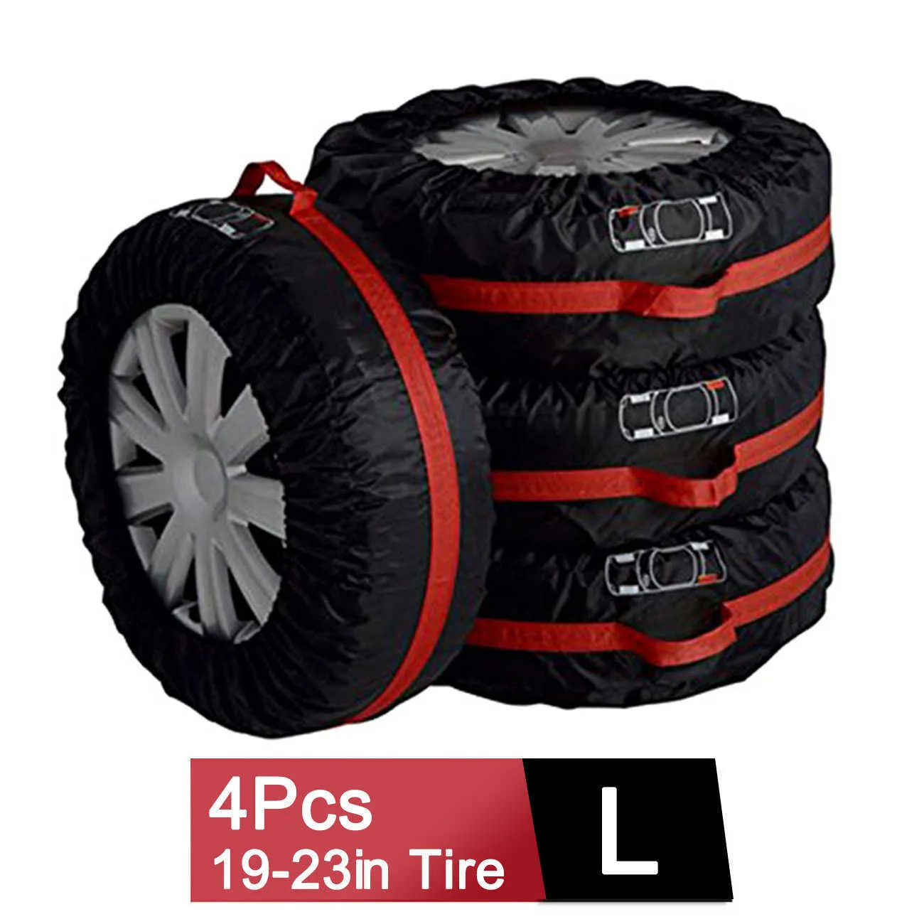 4 peças de capa de pneu sobressalente para carro de poliéster para pneus de roda de carro, sacos de armazenamento, acessórios para pneus de veículos, protetor à prova de poeira, estilo de carro281O
