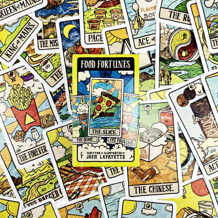 New Food Fortunes Tarot-Deck, Kartenbrettspiele, Palying für Partyspiel, 78 Stück Tarotkarten
